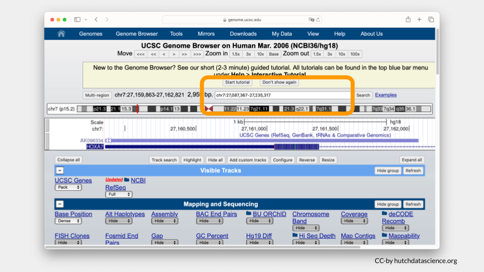 The specific chromosome locus has been typed into the search bar.