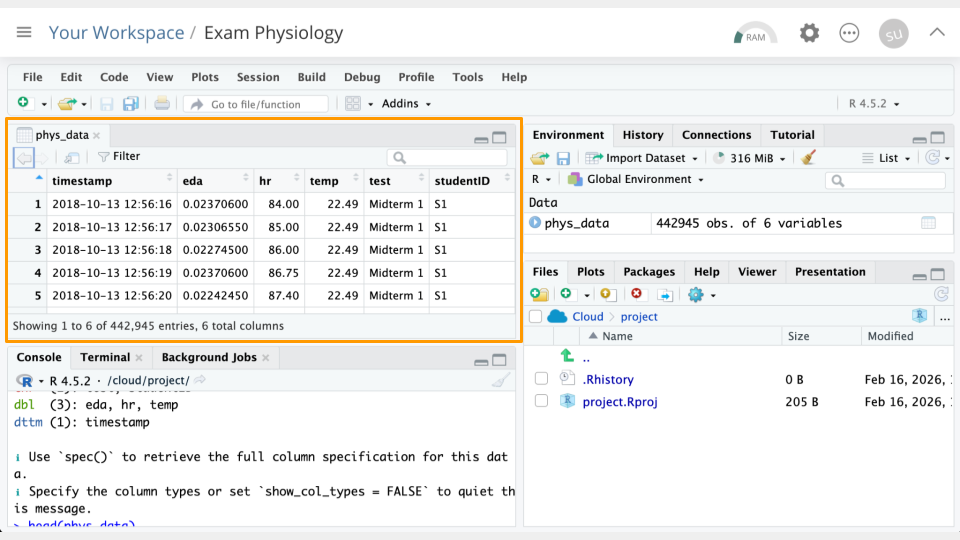 Using the View command opens the data in a tabular browser, much like Excel or Google Sheets. Data cannot be edited in the Viewer.