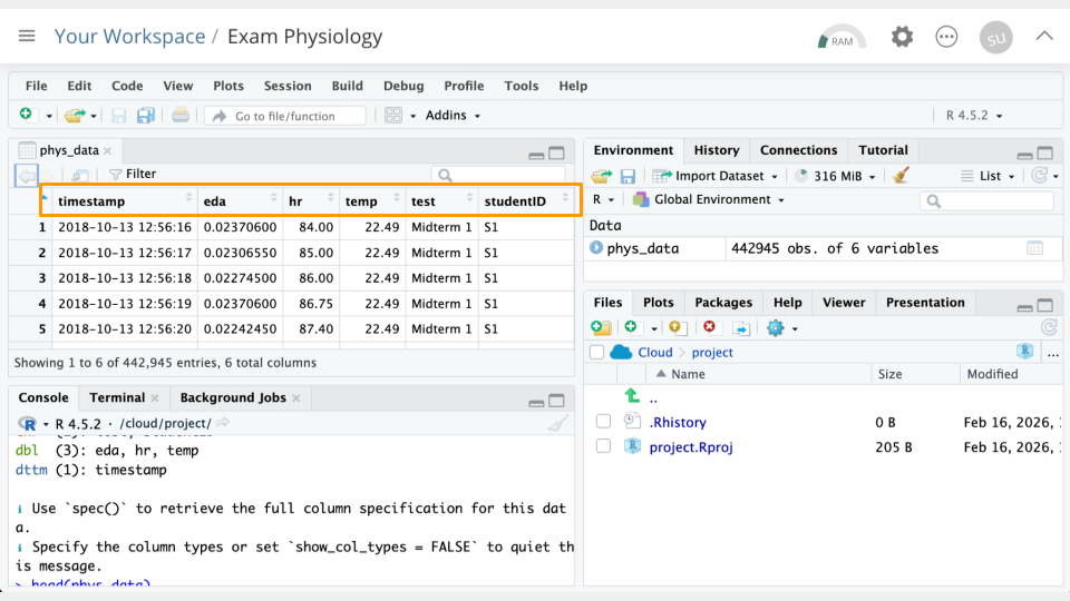 Column names are surrounded by a box in the Viewer.