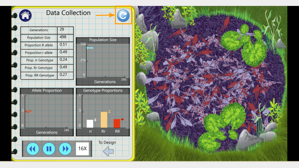 Click the circular arrow in the upper right corner to restart the simulation from 0.