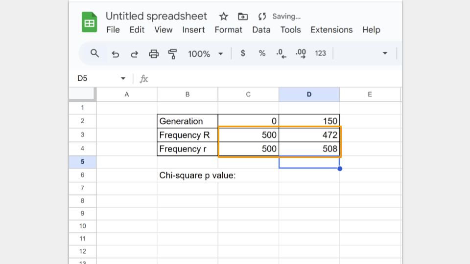 Make sure to fill in the total number of fish into your table, not the proportion.